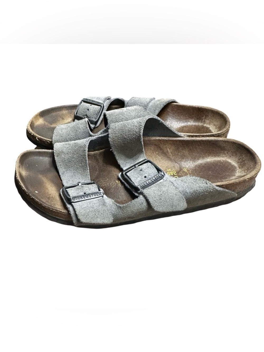 Birkenstock Arizona Sandals Size 7 US 38EU Gray Green Suede Leather Slip On